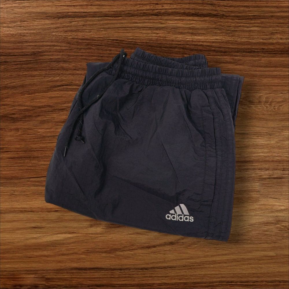 ADIDAS Pants Size XL VTG 90's Ankle Zip‎ Nylon Wind Track Black Drawstring Waist